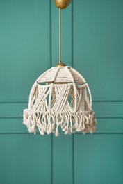 Opviq Lámpara de araña Blanno con tapa de macramé en blanco